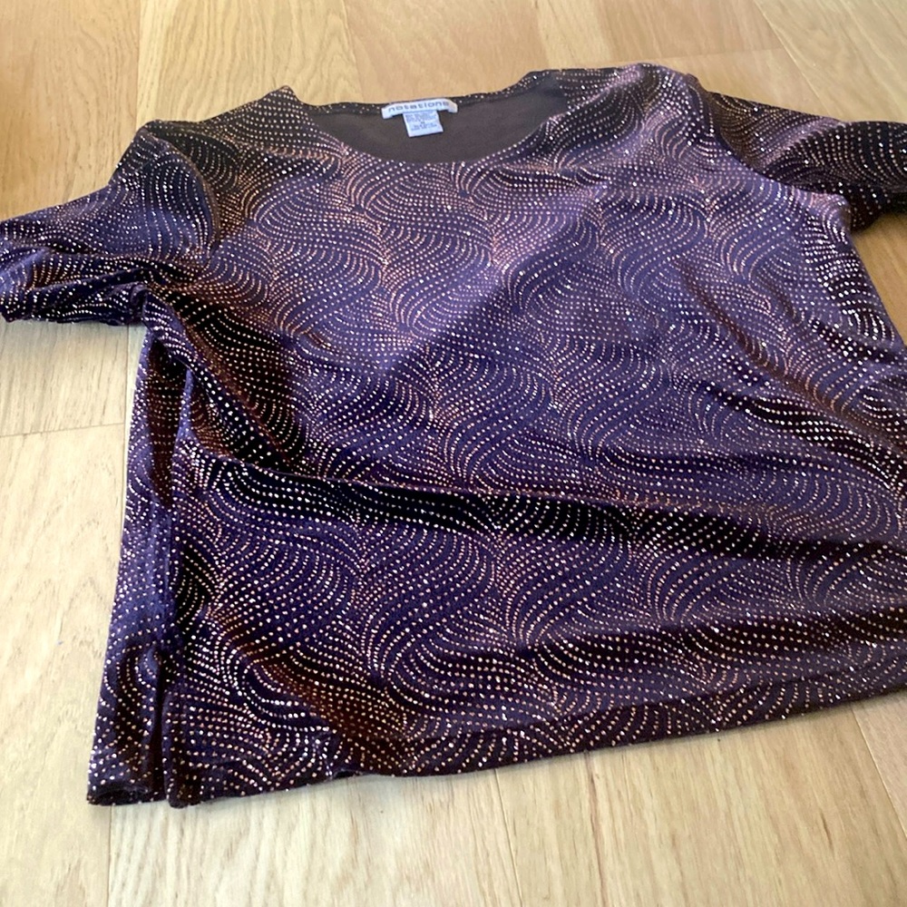 Notations brown bedazzled top